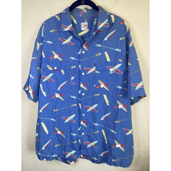 Merona Sport Paddle Board Oars Row Surf Snap Shirt 80s 90s L vintage lake beach - Picture 1 of 10